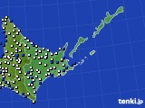 道東のアメダス実況(風向・風速)(2024年01月08日)