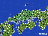 中国地方のアメダス実況(風向・風速)(2024年01月10日)