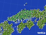 中国地方のアメダス実況(風向・風速)(2024年01月12日)