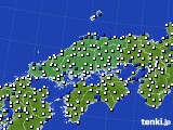 中国地方のアメダス実況(風向・風速)(2024年01月19日)