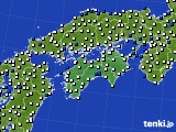 四国地方のアメダス実況(風向・風速)(2024年01月19日)