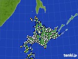 北海道地方のアメダス実況(風向・風速)(2024年01月21日)