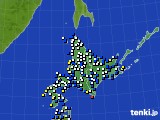 北海道地方のアメダス実況(風向・風速)(2024年02月01日)