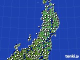 2024年02月19日の東北地方のアメダス(風向・風速)