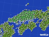 中国地方のアメダス実況(風向・風速)(2024年02月20日)