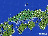 中国地方のアメダス実況(風向・風速)(2024年03月08日)