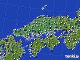 中国地方のアメダス実況(風向・風速)(2024年03月12日)