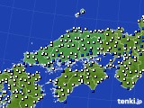 中国地方のアメダス実況(風向・風速)(2024年03月13日)