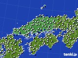2024年03月14日の中国地方のアメダス(風向・風速)