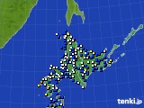 北海道地方のアメダス実況(風向・風速)(2024年03月18日)