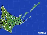 道東のアメダス実況(風向・風速)(2024年03月21日)