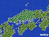 中国地方のアメダス実況(風向・風速)(2024年04月04日)