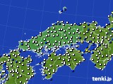 中国地方のアメダス実況(風向・風速)(2024年04月16日)