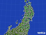 東北地方のアメダス実況(風向・風速)(2024年06月13日)