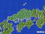 中国地方のアメダス実況(風向・風速)(2024年06月22日)