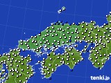 2024年06月25日の中国地方のアメダス(風向・風速)