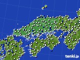 2024年07月03日の中国地方のアメダス(風向・風速)