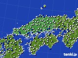2024年07月06日の中国地方のアメダス(風向・風速)