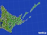 2024年07月21日の道東のアメダス(風向・風速)