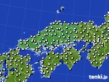 中国地方のアメダス実況(風向・風速)(2024年09月21日)