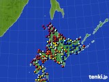 北海道地方のアメダス実況(日照時間)(2024年10月08日)