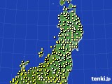2024年10月10日の東北地方のアメダス(気温)