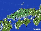 中国地方のアメダス実況(風向・風速)(2024年10月12日)
