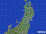 東北地方のアメダス実況(風向・風速)(2024年10月13日)