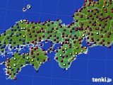 2024年10月14日の近畿地方のアメダス(日照時間)
