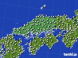中国地方のアメダス実況(風向・風速)(2024年10月15日)