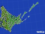 道東のアメダス実況(風向・風速)(2024年10月18日)