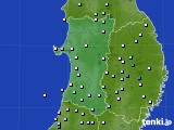 秋田県のアメダス実況(降水量)(2024年10月19日)