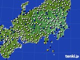 関東・甲信地方のアメダス実況(風向・風速)(2024年10月20日)