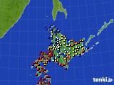 北海道地方のアメダス実況(日照時間)(2024年10月21日)