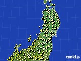 2024年10月21日の東北地方のアメダス(気温)