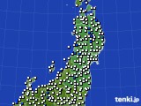 東北地方のアメダス実況(風向・風速)(2024年10月21日)