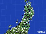 東北地方のアメダス実況(風向・風速)(2024年10月23日)