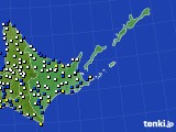 道東のアメダス実況(風向・風速)(2024年10月23日)