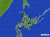 北海道地方のアメダス実況(風向・風速)(2024年10月24日)
