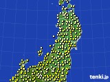 2024年10月27日の東北地方のアメダス(気温)