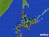 2024年10月28日の北海道地方のアメダス(日照時間)