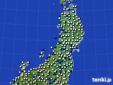 2024年10月30日の東北地方のアメダス(風向・風速)
