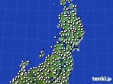 2024年11月23日の東北地方のアメダス(風向・風速)