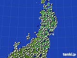 2024年11月29日の東北地方のアメダス(風向・風速)