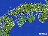 2024年12月21日の四国地方のアメダス(風向・風速)