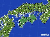 2024年12月23日の四国地方のアメダス(風向・風速)