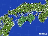 2024年12月25日の四国地方のアメダス(風向・風速)