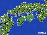 2024年12月29日の四国地方のアメダス(風向・風速)