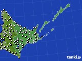 道東のアメダス実況(風向・風速)(2025年01月02日)