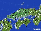 中国地方のアメダス実況(風向・風速)(2025年01月04日)